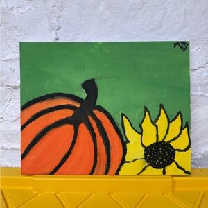 Colorful Pumpkin and Sunflower Canvas Art